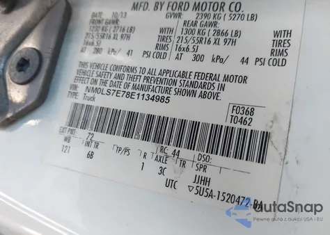 2014 Ford Transit Connect Xl из США, поврежденный, VIN NM0LS7E78E1134985